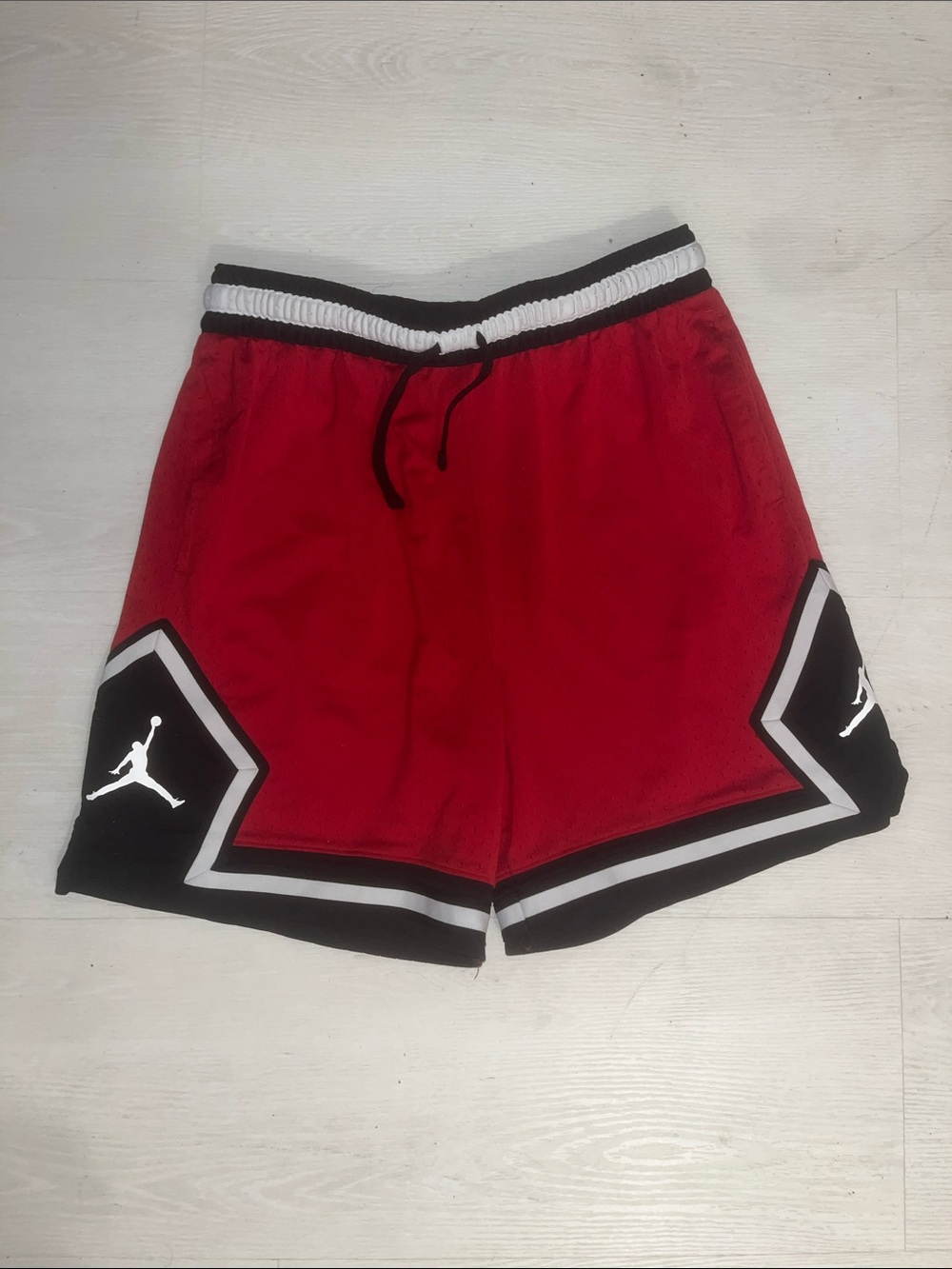 Jordan Red & Black Basketball Shorts with White Trim
